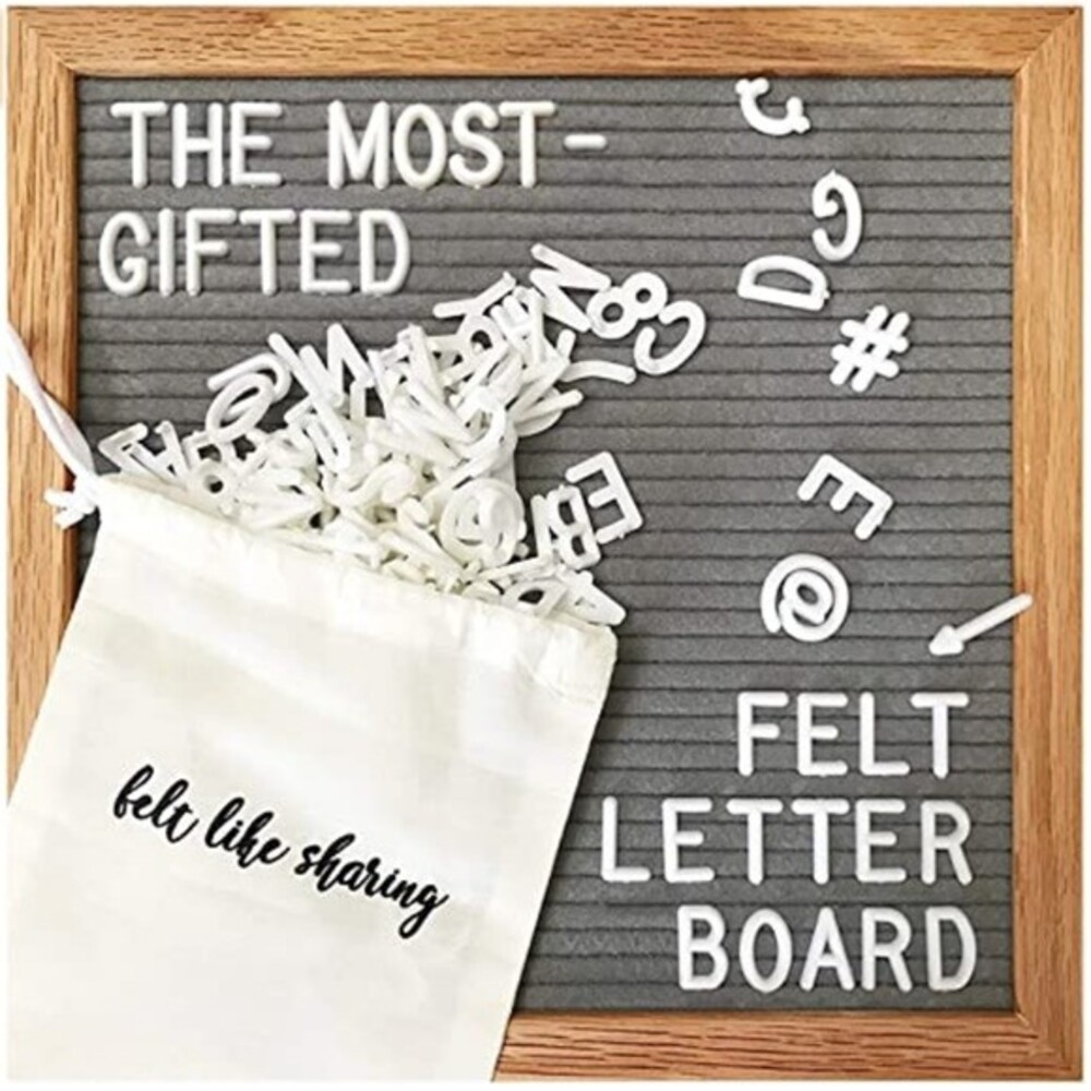 Gray Felt Letter Board 10"x10" Changeable Letter Boards Include 300 Letters, Oak